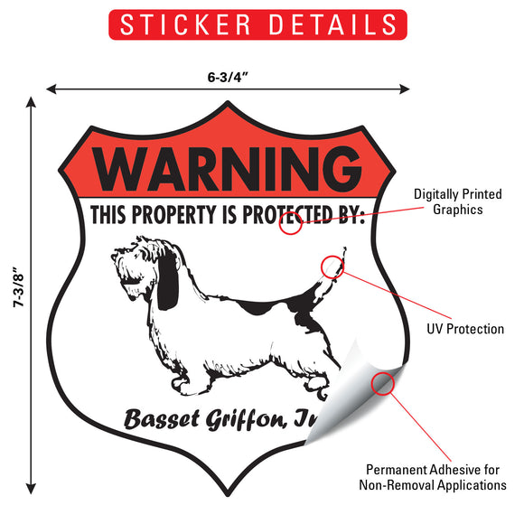 Basset Griffon! Property is Protected Badge Sign or Sticker
