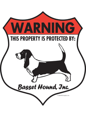 Basset Hound! Property Patrolled Badge Sign or Sticker