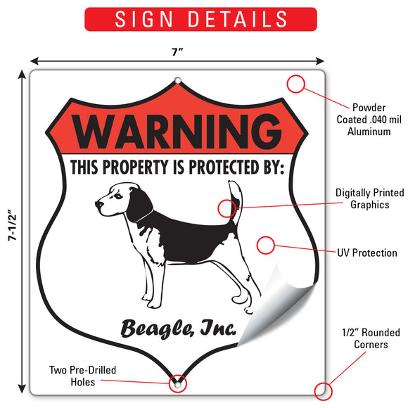 Beagle! Property is Protected Badge Sign or Sticker