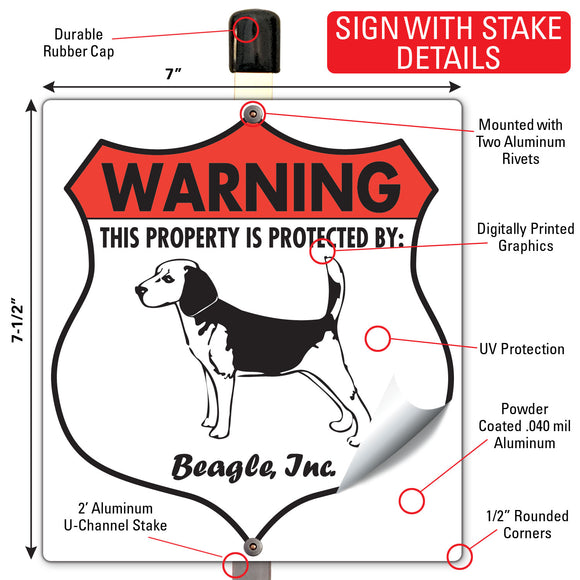 Beagle! Property is Protected Badge Sign or Sticker
