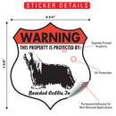 Bearded Collie! Property is Protected Badge Sign or Sticker-2