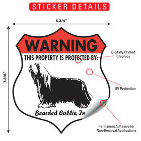 Bearded Collie! Property is Protected Badge Sign or Sticker - 0
