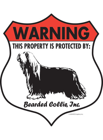 Bearded Collie! Property Patrolled Badge Sign or Sticker