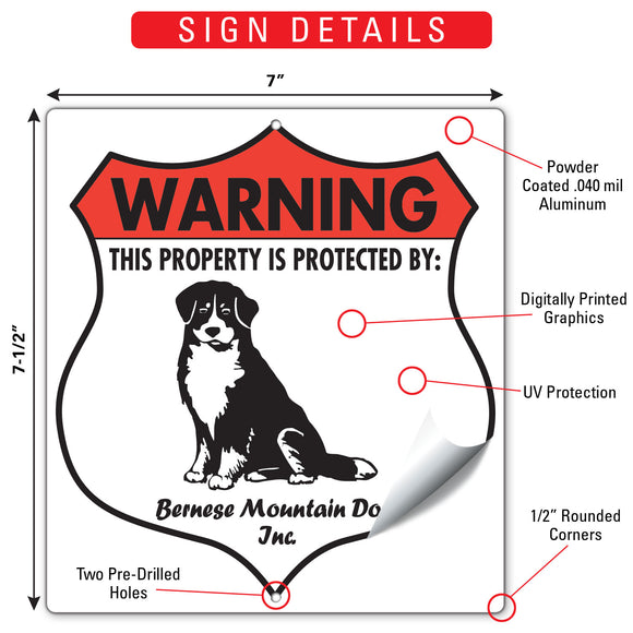 Bernese Mountain Dog! Property is Protected Badge Sign or Sticker