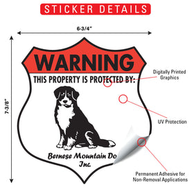 Bernese Mountain Dog! Property is Protected Badge Sign or Sticker - 0