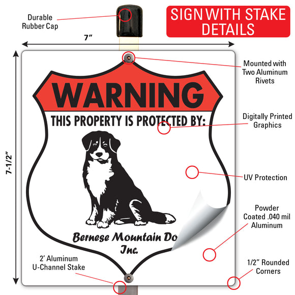 Bernese Mountain Dog! Property is Protected Badge Sign or Sticker