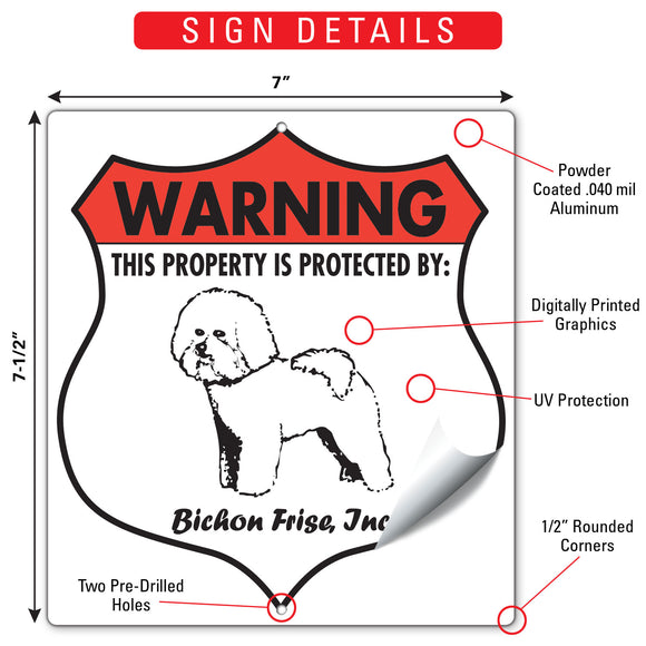 Bichon! Property is Protected Badge Sign or Sticker