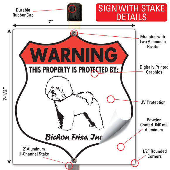 Bichon! Property is Protected Badge Sign or Sticker