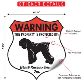 Black Russian Terrier! Property is Protected Badge Sign or Sticker - 0