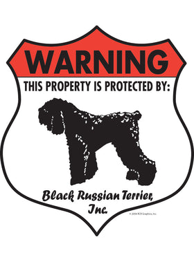Black Russian Terrier! Property Patrolled Badge Sign or Sticker