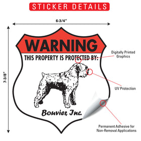 Bouvier des Flandres! Property is Protected Badge Sign or Sticker - 0