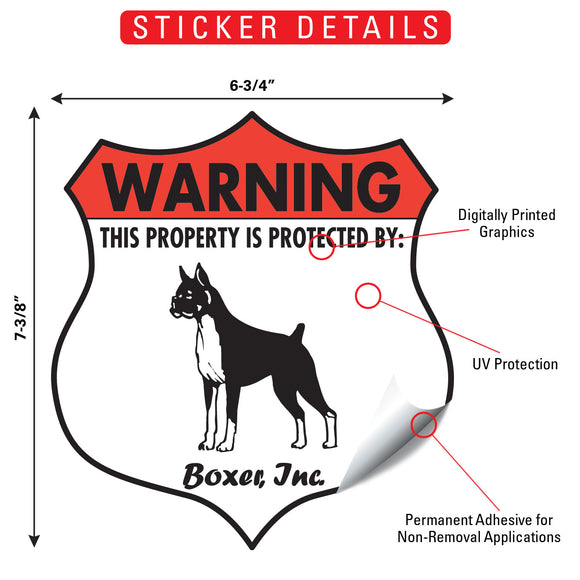 Boxer! Property is Protected Badge Sign or Sticker
