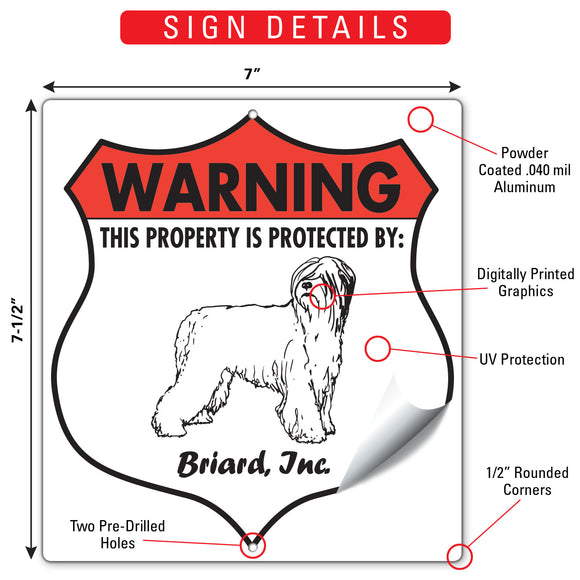 Briard! Property is Protected Badge Sign or Sticker