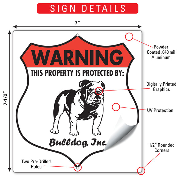Bulldog! Property is Protected Badge Sign or Sticker