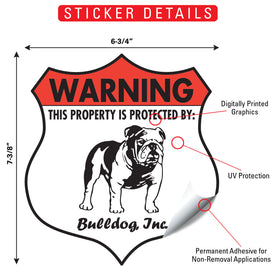 Bulldog! Property is Protected Badge Sign or Sticker - 0