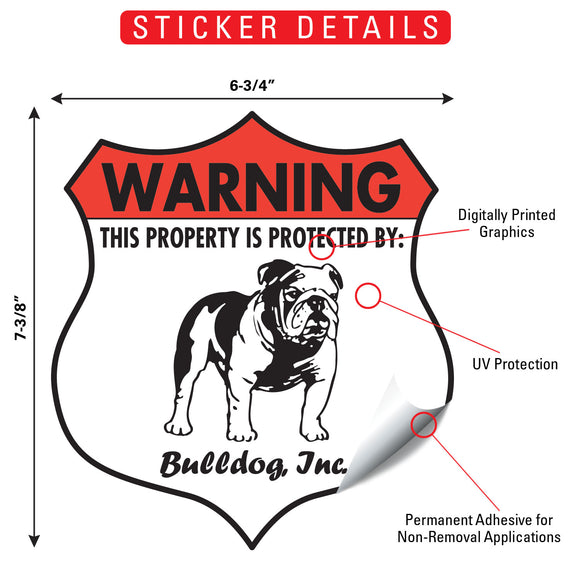 Bulldog! Property is Protected Badge Sign or Sticker