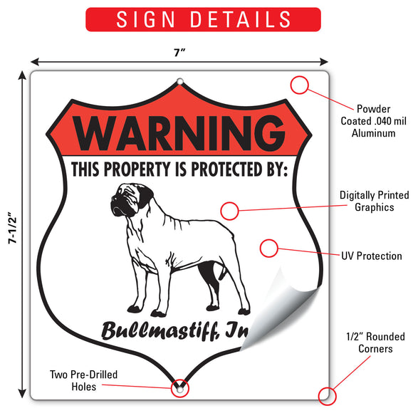 Bullmastiff! Property is Protected Badge Sign or Sticker