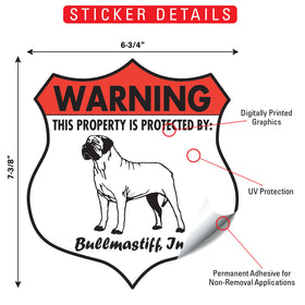 Bullmastiff! Property is Protected Badge Sign or Sticker - 0