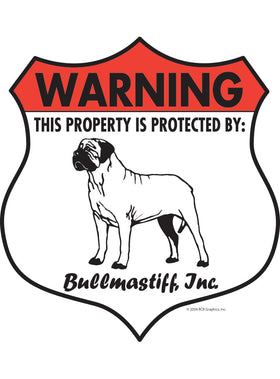 Bullmastiff! Property Patrolled Badge Sign or Sticker