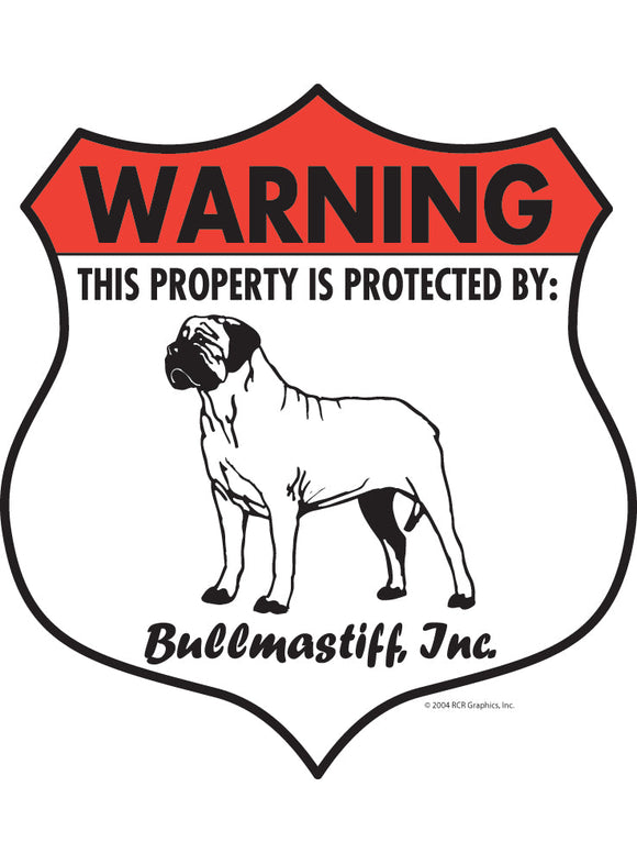 Bullmastiff! Property Patrolled Badge Sign or Sticker