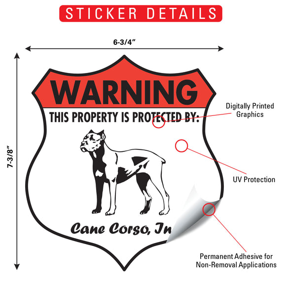 Cane Corso! Property is Protected Badge Sign or Sticker