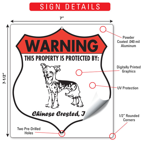 Chinese Crested! Property is Protected Badge Sign or Sticker