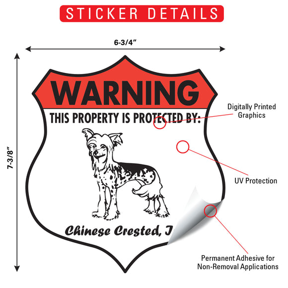 Chinese Crested! Property is Protected Badge Sign or Sticker