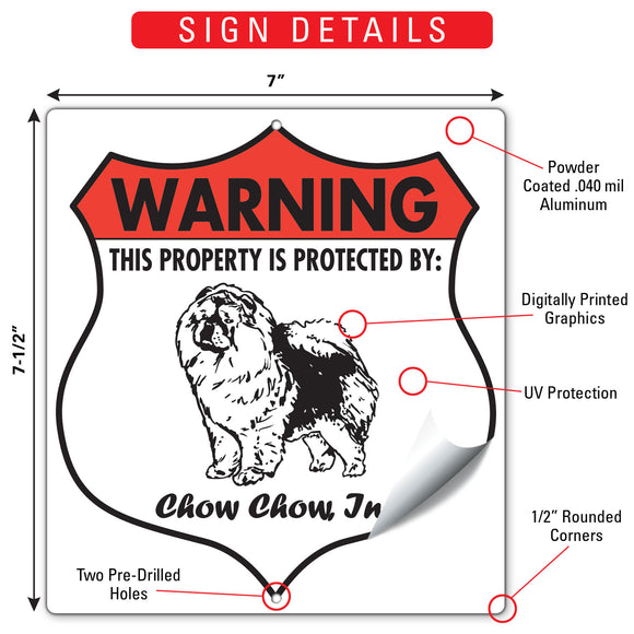 Chow! Property is Protected Badge Sign or Sticker
