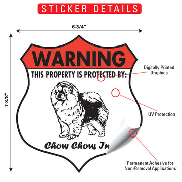 Chow! Property is Protected Badge Aluminum Sign or Vinyl Sticker - Weatherproof, Yard - 0