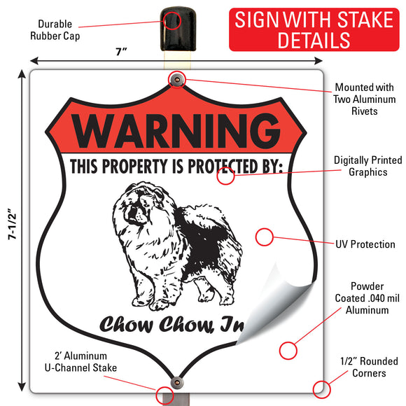 Chow! Property is Protected Badge Sign or Sticker