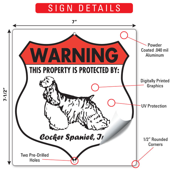 Cocker Spaniel! Property is Protected Badge Sign or Sticker