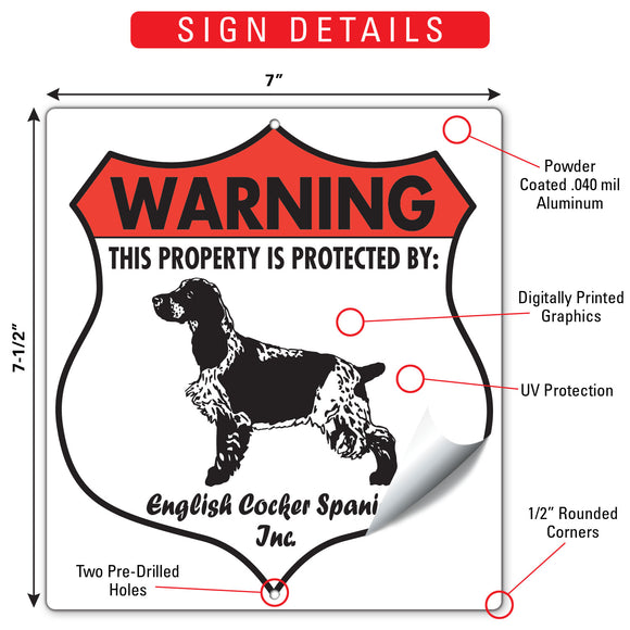 English Cocker Spaniel! Property is Protected Badge Sign or Sticker