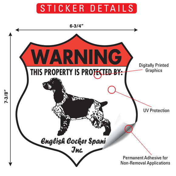 English Cocker Spaniel! Property is Protected Badge Sign or Sticker
