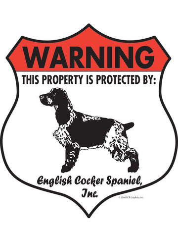 English Cocker Spaniel! Property is Protected Badge Aluminum Sign or Vinyl Sticker - Weatherproof Yard