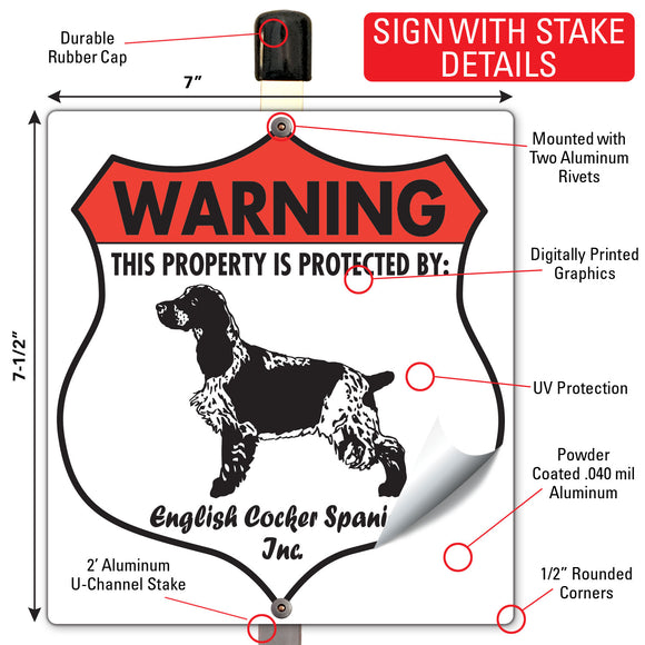 English Cocker Spaniel! Property is Protected Badge Sign or Sticker