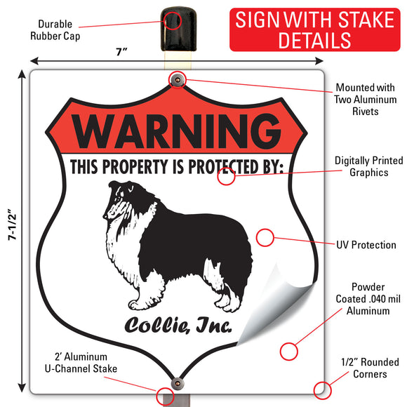 Collie! Property is Protected Badge Sign or Sticker