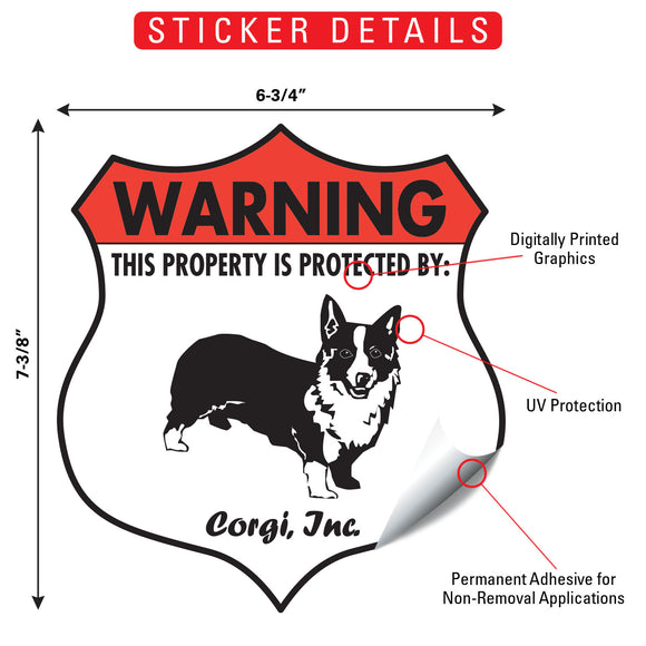 Corgi! Property is Protected Badge Sign or Sticker