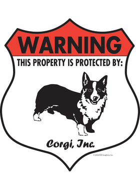 Corgi! Property Patrolled Badge Sign or Sticker