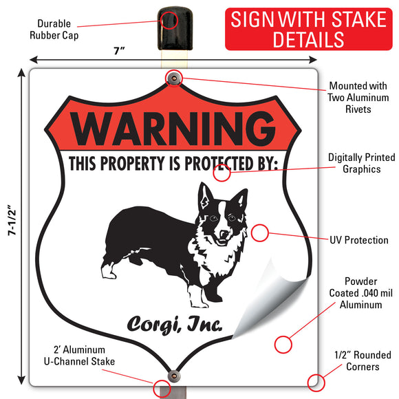 Corgi! Property is Protected Badge Sign or Sticker