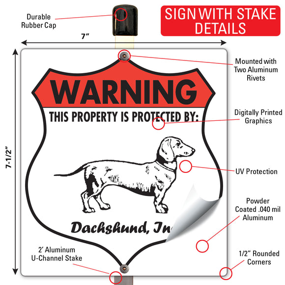Dachshund! Property is Protected Badge Sign or Sticker