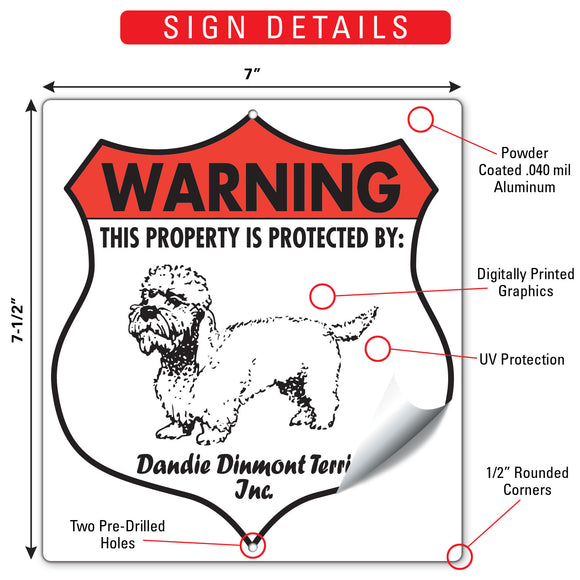 Dandie Dinmont Terrier! Property is Protected Badge Sign or Sticker