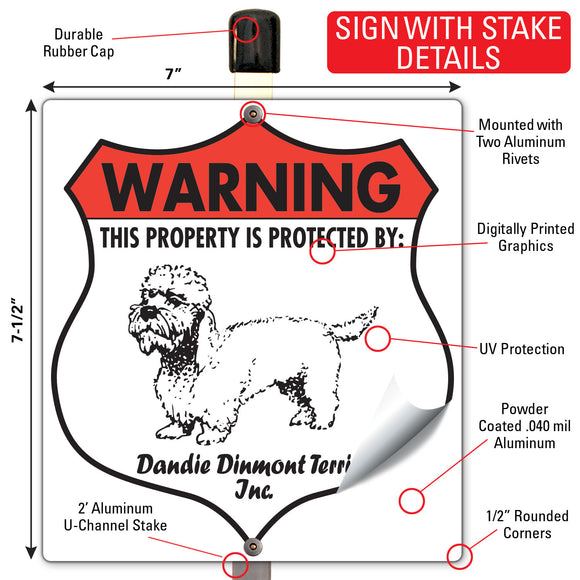 Dandie Dinmont Terrier! Property is Protected Badge Sign or Sticker