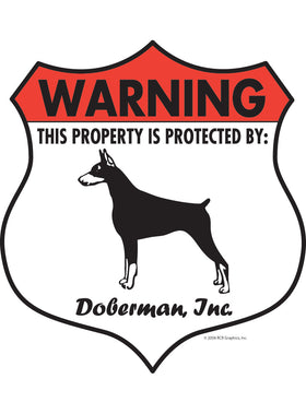 Doberman! Property Patrolled Badge Sign or Sticker