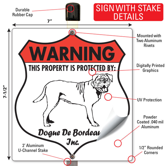 Dogue De Bordeaux! Property is Protected Badge Sign or Sticker