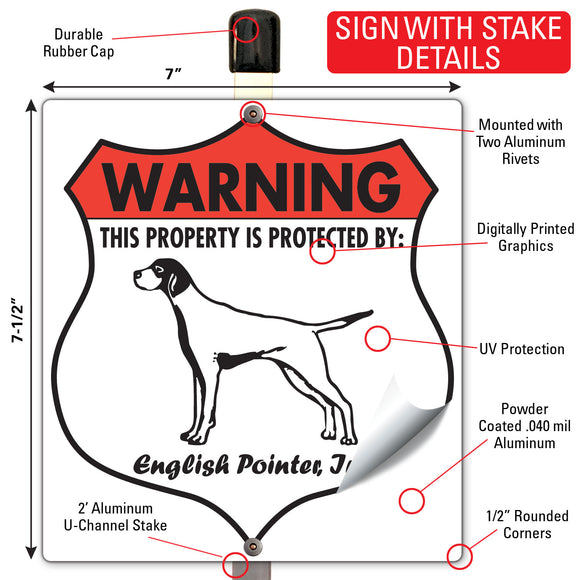 English Pointer! Property is Protected Badge Sign or Sticker