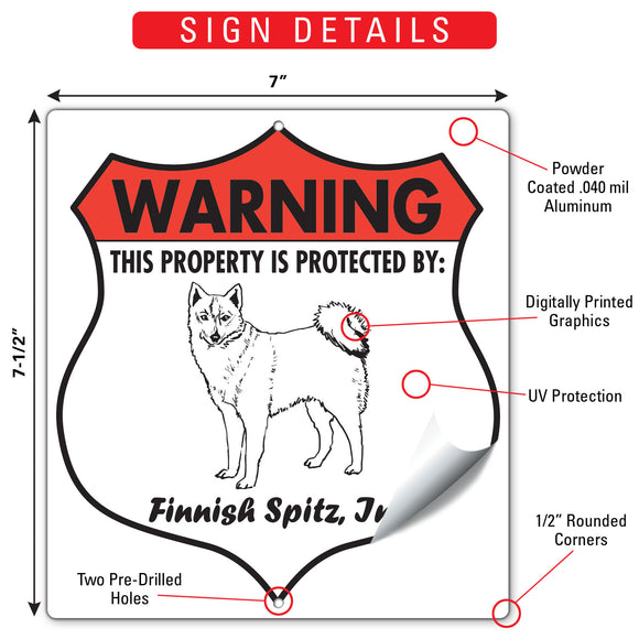 Finnish Spitz! Property is Protected Badge Sign or Sticker