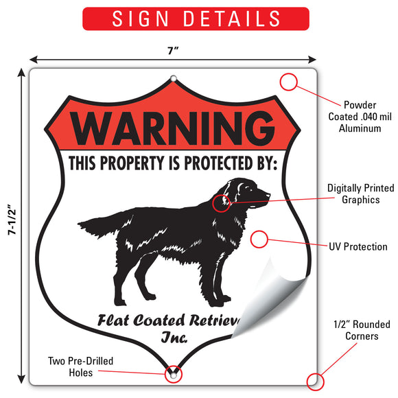 Flat-Coated Retriever! Property is Protected Badge Sign or Sticker