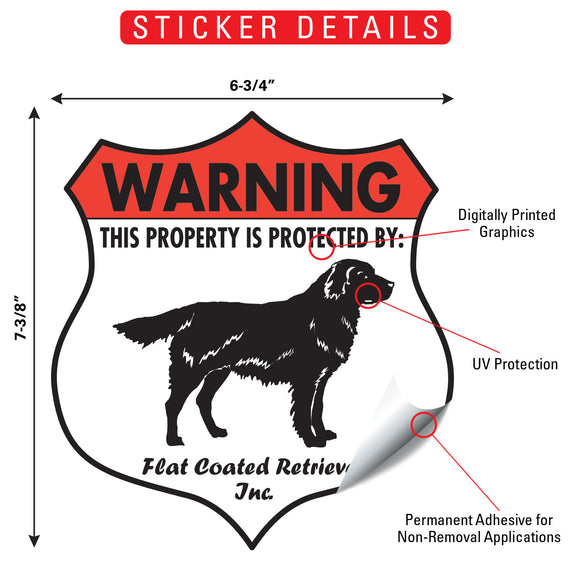 Flat-Coated Retriever! Property is Protected Badge Sign or Sticker