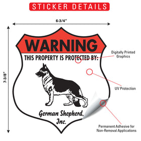 German Shepherd! Property is Protected Badge Sign or Sticker - 0