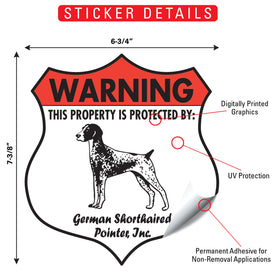 German Shorthaired Pointer! Property is Protected Badge Sign or Sticker - 0